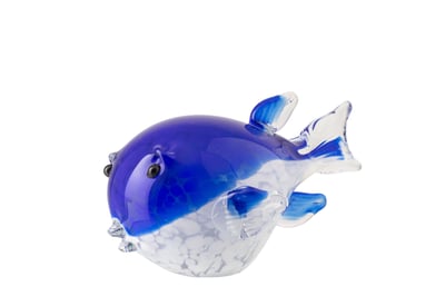 Presse-papier fish glas blauw