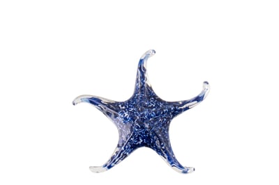 Presse-papier seastar stippen glas blauw