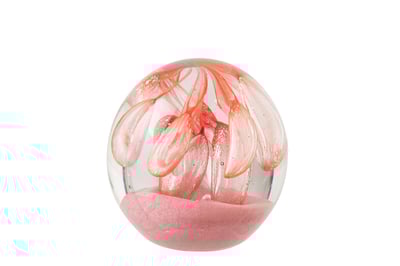 Presse-papier bal glas oranje/lichtroze medium
