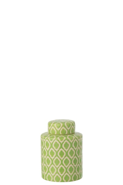 Kruik decoratief geruit porselein groen/wit small