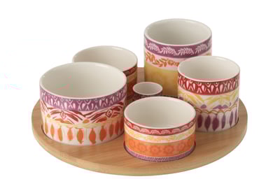 Apéro set keramiek paars/rood large