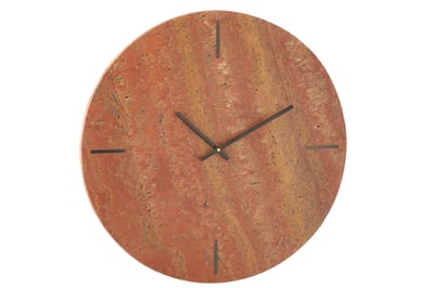 Wandklok rond marmer terracotta/zwart
