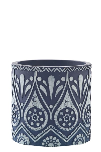 Kaars terracotta blauw/wit large