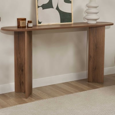 Haltafel Sira - 150x35x75cm - ovaal - walnootdecor