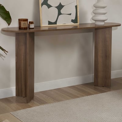 Haltafel Sira - 150x35x75cm - ovaal - walnootdecor