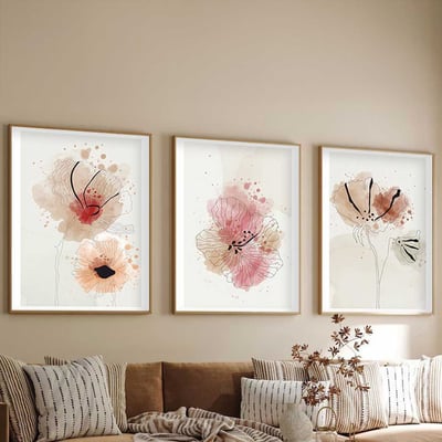 Boise Decoratief ingelijst MDF-schilderij (3 stuks) | Massief houten lijst | 35 x 50 cm