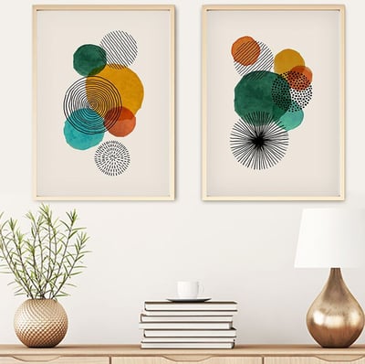 Boise Decoratief ingelijst MDF-schilderij (2 stuks) | Massief houten lijst | 50 x 70 cm