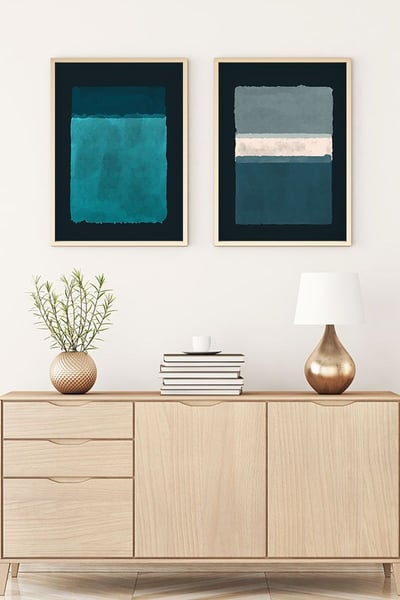 Boise Decoratief ingelijst MDF-schilderij (2 stuks) | Massief houten lijst | 50 x 70 cm