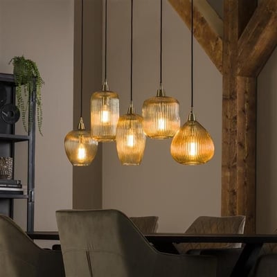Hanglamp Jacala 5 lichtbronnen - amberkleurig