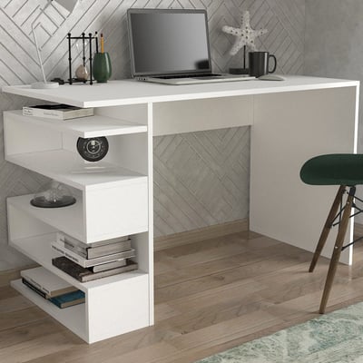 Bureau Snake - 100% MELAMINE - Wit - 120 x 75 x 60 cm