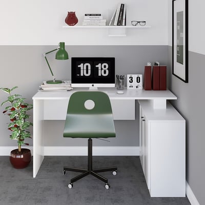 Elegance Bureau | 130 cm Breedte | 100% Melamine Gecoat | Wit Elegance Bureau | 130 cm Breedte | 100% Melamine Gecoat | Wit