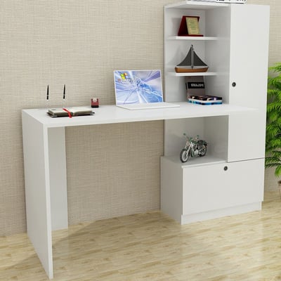 Bureau Merinos - 100% MELAMINE - Wit - 149,5 x 120 x 61,8 cm