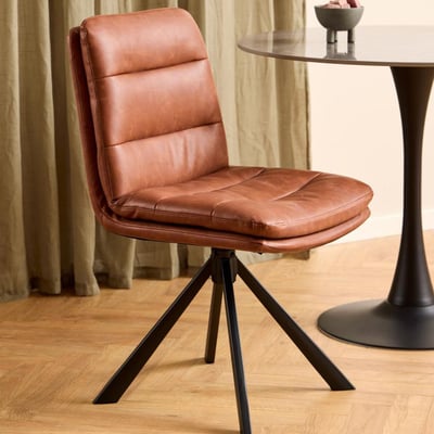Eetkamerstoel Dean - 47x57x85cm - kunstleer - cognac