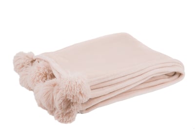 Plaid pompom polyester lichtroze