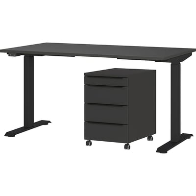 Bureauset Hermoso | Bureautafel en ladekast | Zwart Bureauset Hermoso | Bureautafel en ladekast | Zwart