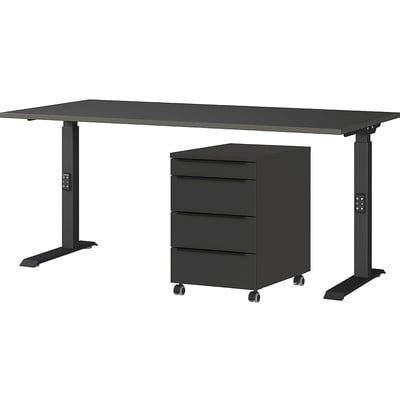 Bureauset Hermoso | Bureautafel en ladekast | Zwart Bureauset Hermoso | Bureautafel en ladekast | Zwart