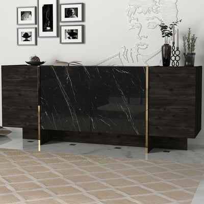 Veyron Console | 100% MELAMINE | Zwart, Goud