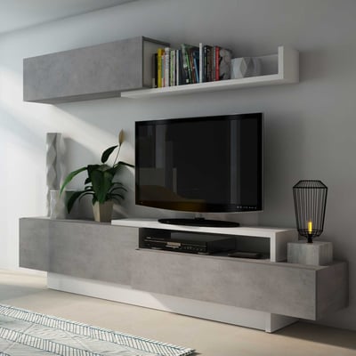 Tv-meubel Izquierdo 240cm 3 deuren - beton/wit Tv-meubel Izquierdo 240cm 3 deuren - beton/wit
