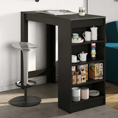Bartafel Aravis 115x50 met opbergruimte - zwart/beton