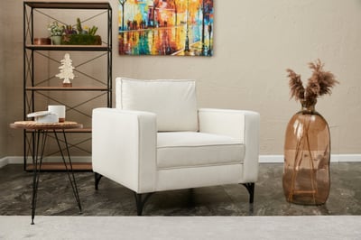 Atelier Del Sofa | 1-zitbank, Beukenhouten frame, crème zwart polyester.