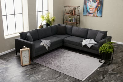 Del Sofa Hoekbank in antraciet zwart