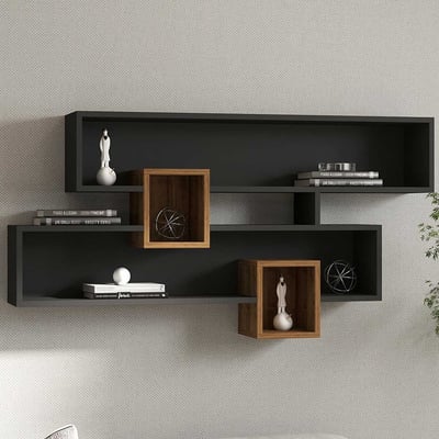 Karen Wandplank | 100% MELAMINE | Walnoot, Antraciet