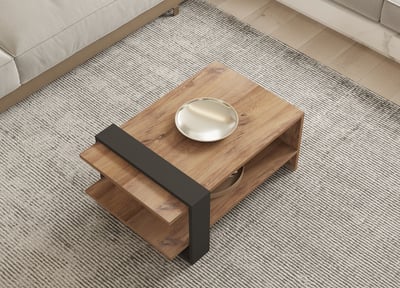 Ova Salontafel | 100% MELAMINE | Eiken, Antraciet