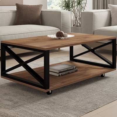 Salontafel Refia - 100% MELAMINE - Atlantisch Grenen - 98 x 33,6 x 60 cm