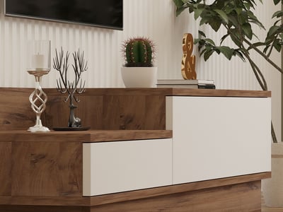 Barko TV-meubel | 100% MELAMINE | Atlantic Pine, Wit