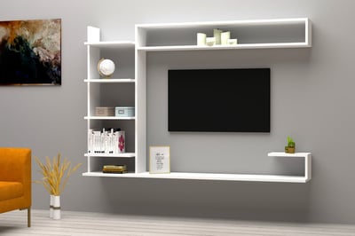 Modern wit tv-meubel - 100% gemelamineerd - zwevend Modern wit tv-meubel - 100% gemelamineerd - zwevend