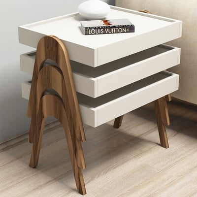 Roma Bijzettafel (3 stuks) | 100% MELAMINE | Walnoot, crème Roma Bijzettafel (3 stuks) | 100% MELAMINE | Walnoot, crème
