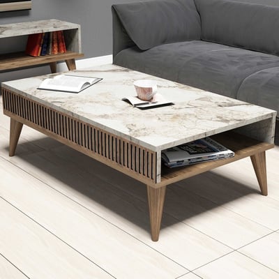 Milan Salontafel | 100% MELAMINE | Walnoot Wit