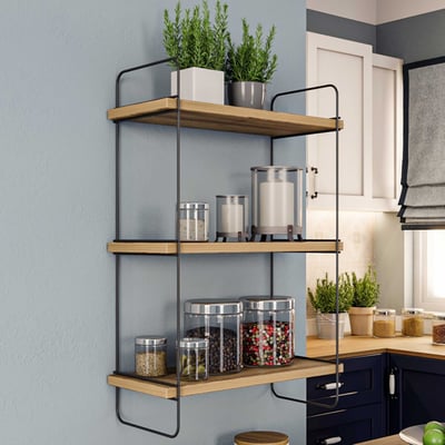 Wandplank | Melamine Laag | 18mm Dikte | Metalen Frame | Atlantic Pine Wandplank | Melamine Laag | 18mm Dikte | Metalen Frame | Atlantic Pine