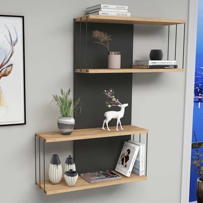 Wandplank | 18mm Gemelamineerd | antraciet / eik Wandplank | 18mm Gemelamineerd | antraciet / eik