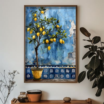 Evila Originals Decoratief ingelijst MDF schilderij | Sparrenhouten lijst | 50 x 70 x 3,5 cm