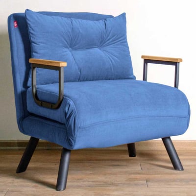 Sando 1-zits slaapbank | Metalen frame | Blauw