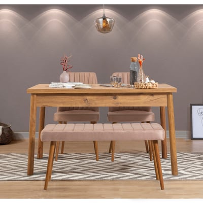 Costa Tafel- en stoelenset (4 stuks) | 100% MELAMINE | Atlantische den, steen