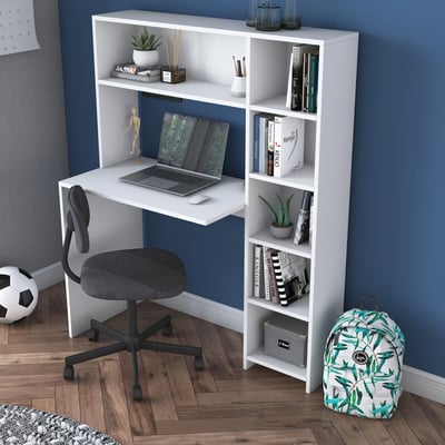 Bureau Locelso | 113,2 x 40 x 141,8 cm | Met opbergruimte | Wit Bureau Locelso | 113,2 x 40 x 141,8 cm | Met opbergruimte | Wit