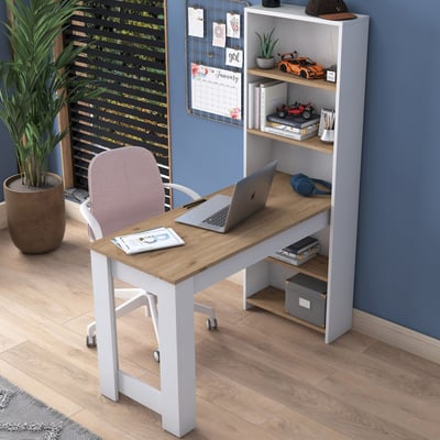 Bureau HA106 - 100% MELAMINE - Wit - 120 x 153,6 x 53,8 cm
