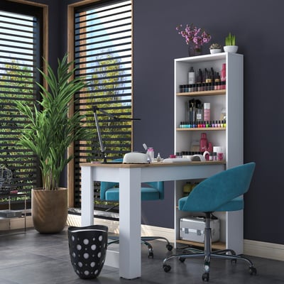 BJ113 Make-uptafel | 100% MELAMINE | Walnoot, Wit