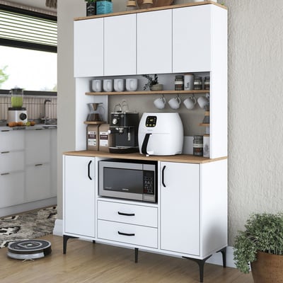 Multifunctionele kast JE168 - 100% MELAMINE - Wit - 120 x 184,2 x 40 cm