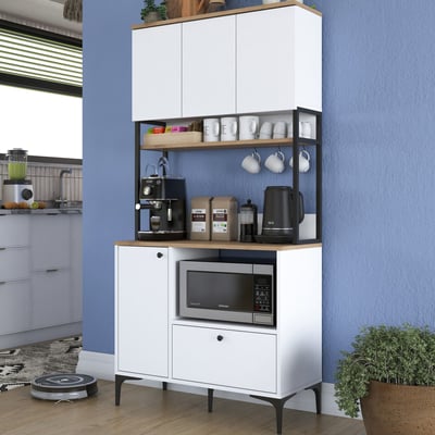 Multifunctionele kast JE159 - 100% MELAMINE - Wit - 90 x 184,2 x 38 cm