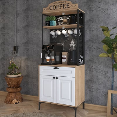 Multifunctionele kast JE157 - 100% MELAMINE - Walnoot - 70 x 186,4 x 40 cm
