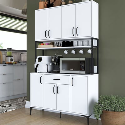 Multifunctionele kast JE127 - 100% MELAMINE - Wit - 120 x 198,6 x 40 cm