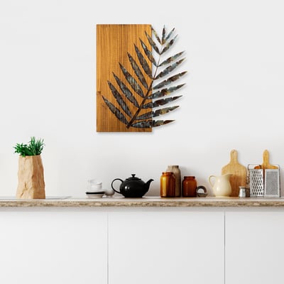 Skyler Decoratieve houten wandaccessoire | Hout & metaal | 58 x 50 cm