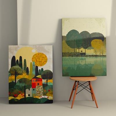 Novato Decoratief canvas schilderij (2 stuks) | Houten lijst | 50 x 70 cm