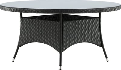 Ronde Eettafel Volta Venture Design - Wicker en Glas - ø150cm - Zwart