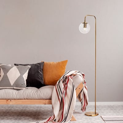 Fulgor vloerlamp | metalen frame | glazen kap | vintage kleur