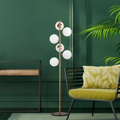 Fulgor vloerlamp | Vintage design | Metalen behuizing | Glazen kap