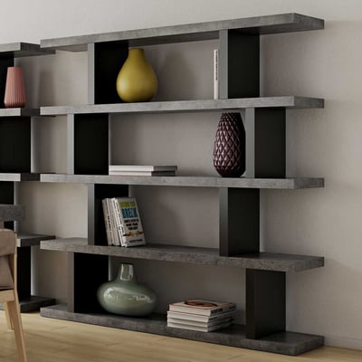 Boekenkast Stephany 172 cm-beton/zwart Boekenkast Stephany 172 cm-beton/zwart